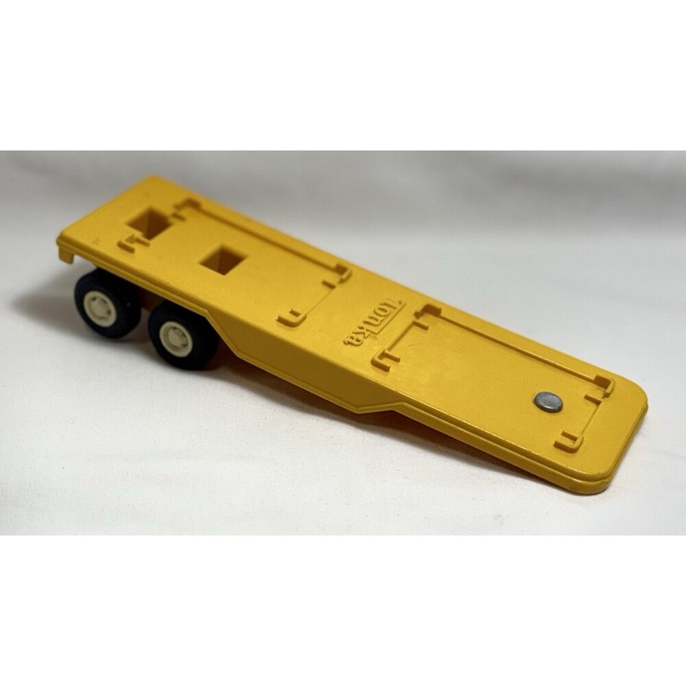 Vintage Tonka Yellow Lowboy Flatbed Trailer Dual Axle 7” Toy Vehicle Accessory